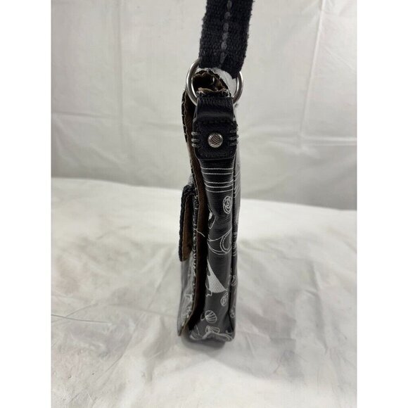 SAKROOTS Artist Circle Small Messenger crossbody Bag- PEACE- Black/white - Picture 5 of 12